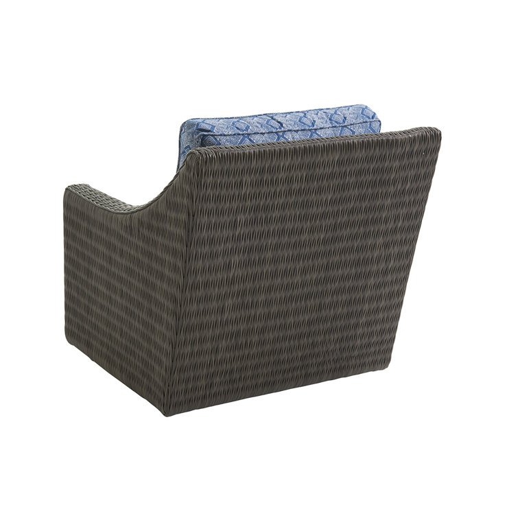 Cypress Point Driftwood Gray Woven Wicker Arm Chair with Cushions