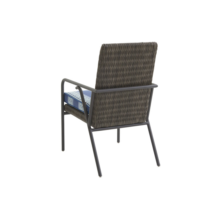 Cypress Point Blue and Gray Wicker Dining Chair with Cushions