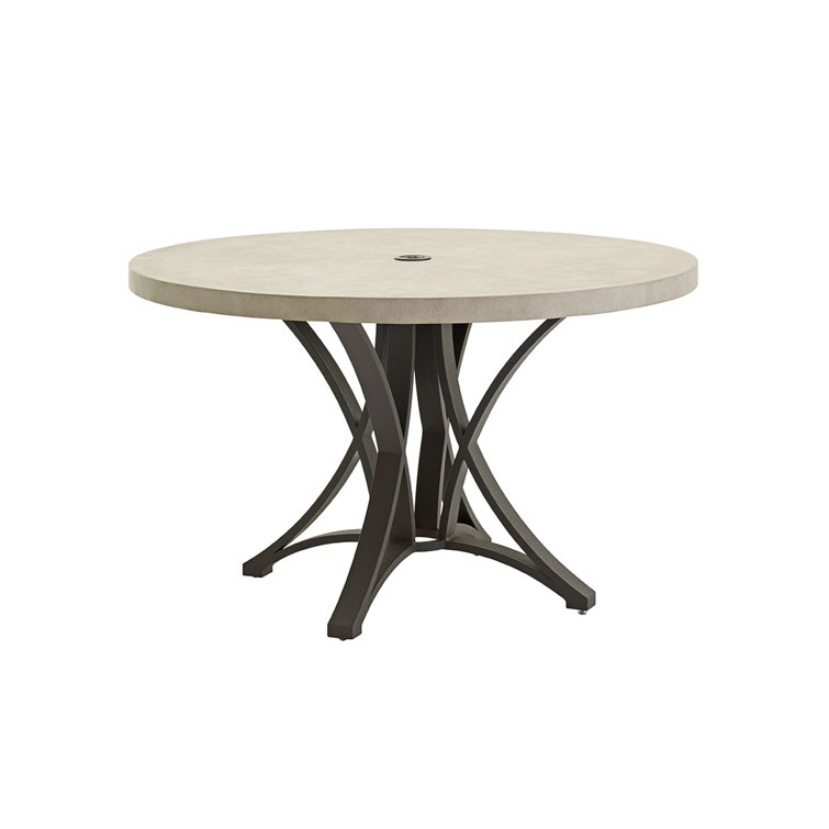 Cypress Point 48" Round Gray Aluminum Dining Table