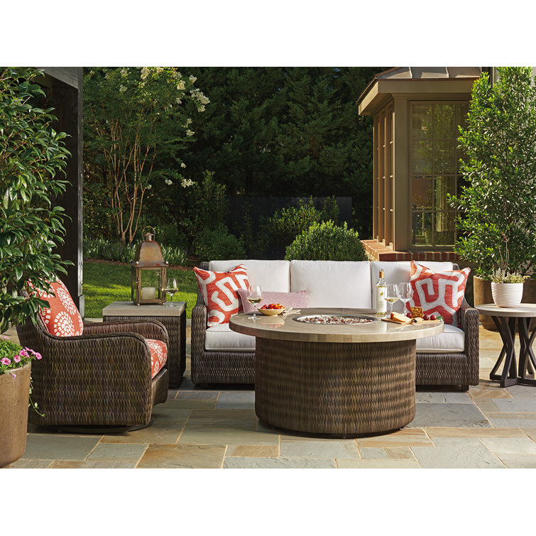 Gray Cream Round Transitional Side Table with Aluminum Base