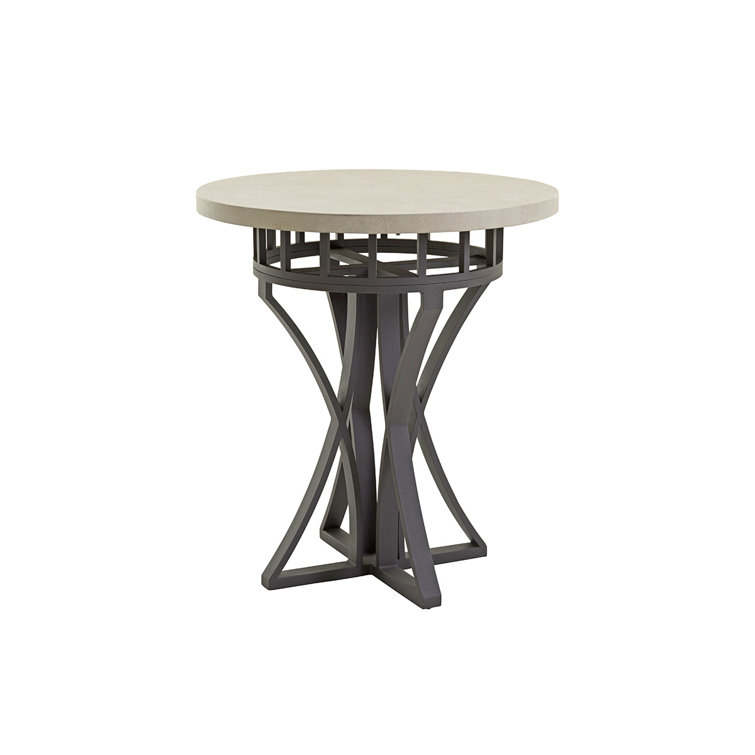 Contemporary Gray Cream 38" Round Weatherstone Bistro Table