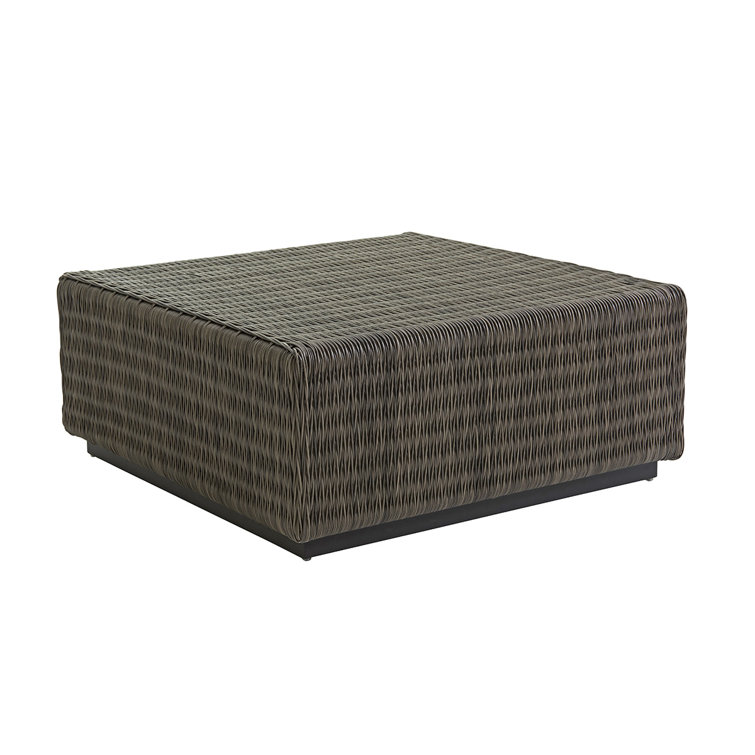 Cypress Point Ocean Terrace 40" Square Gray Woven Cocktail Table