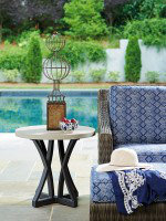 Contemporary Gray Cream 38" Round Weatherstone Bistro Table