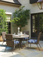 Cypress Point Blue and Gray Wicker Dining Chair with Cushions