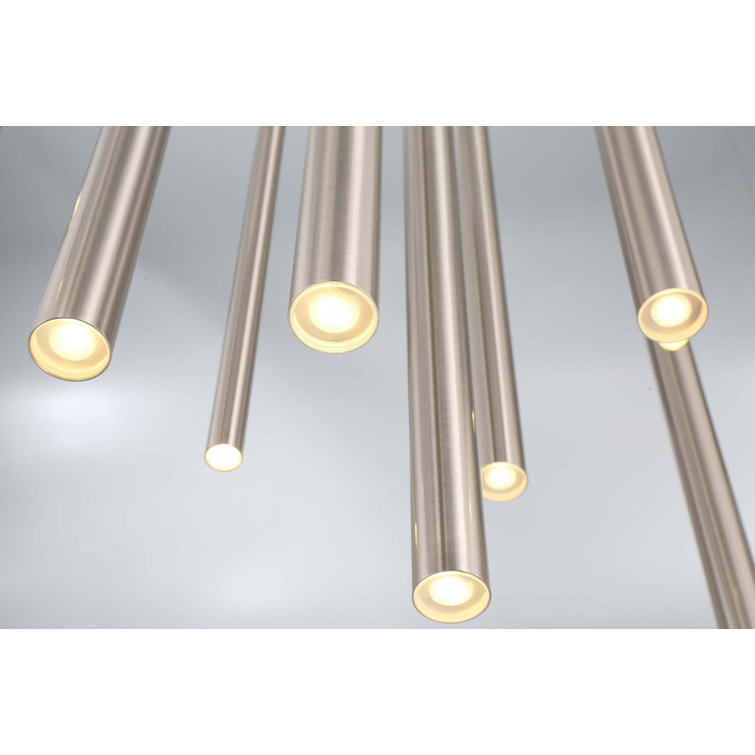 Santana Linear LED Chandelier in Satin Nickel with Clustered Tubes