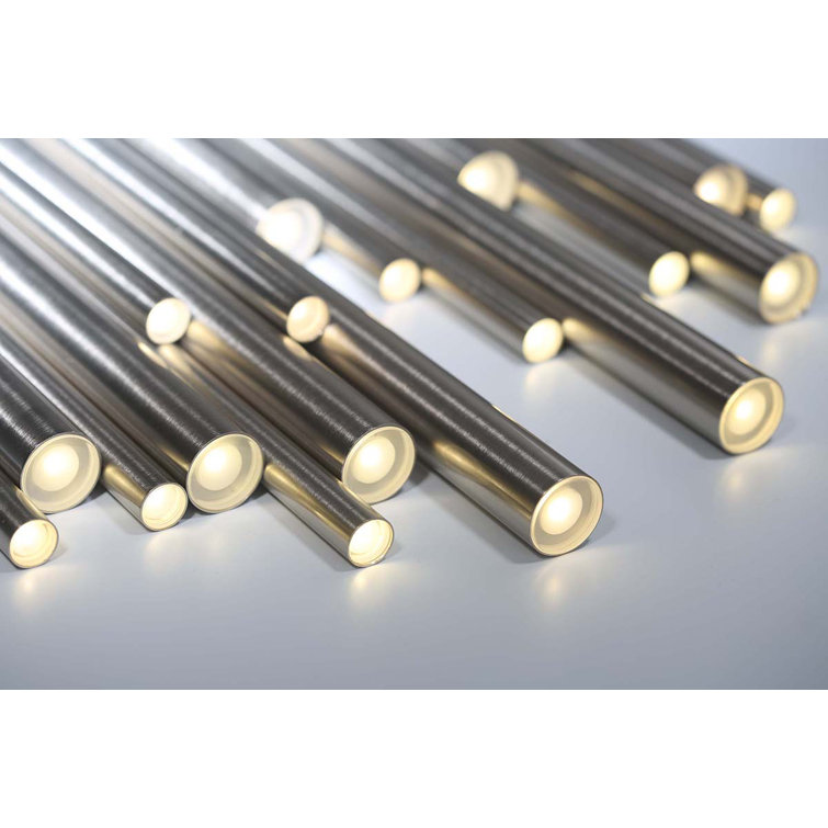 Santana Linear LED Chandelier in Satin Nickel with Clustered Tubes
