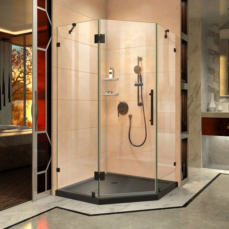 Prism Lux 42" Frameless Neo-Angle Clear Glass Shower Enclosure