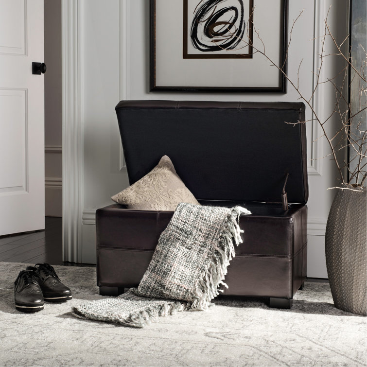 Maiden Black Faux Leather Tufted Storage Bench