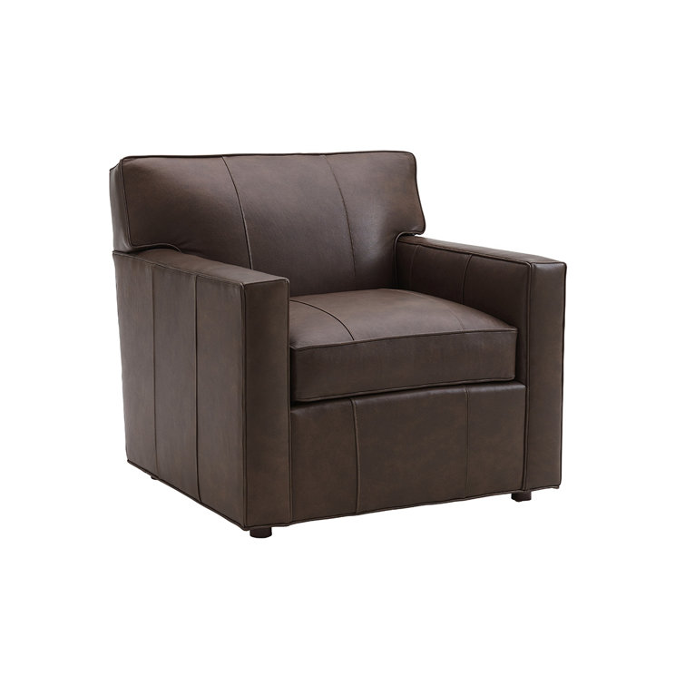 Kitano Ardsley 18.5" Brown Leather Sophisticated Accent Chair