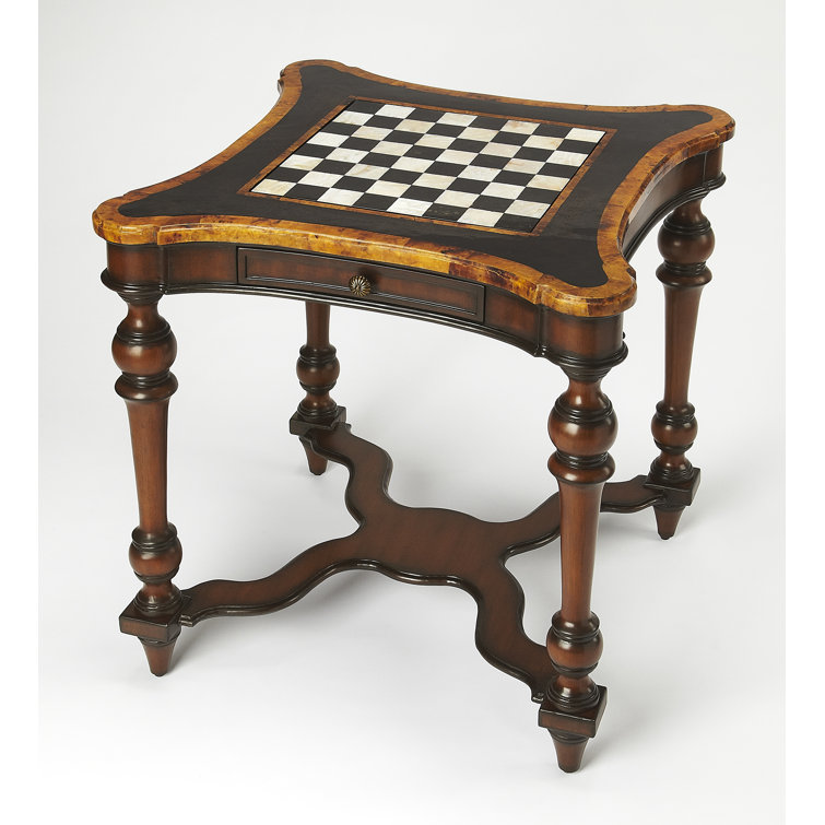 Mahogany and Brass Petite Game Table with Turned Legs