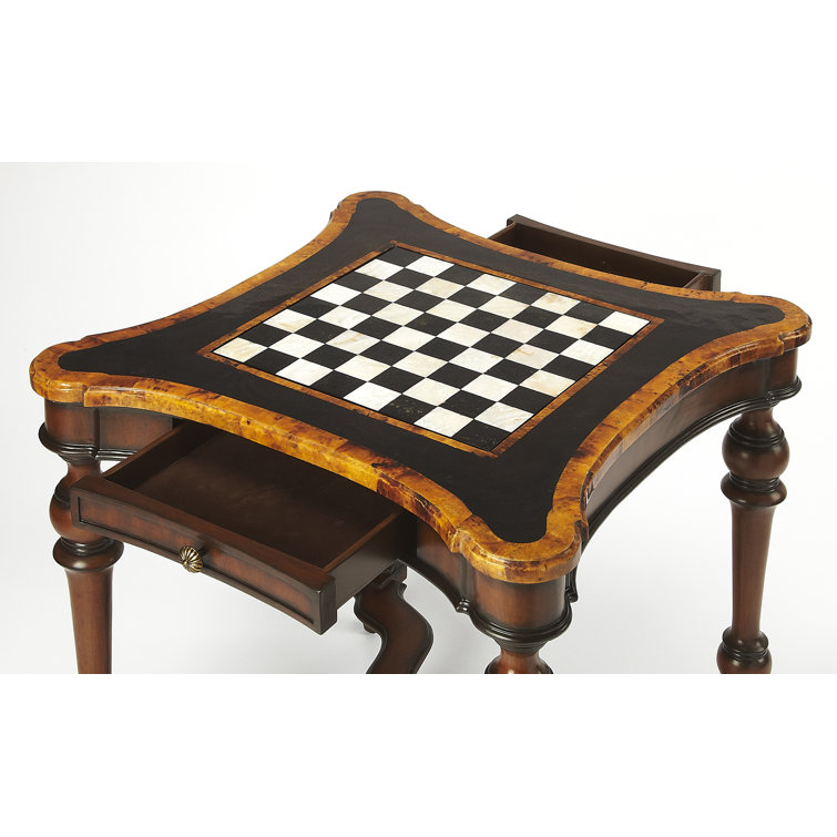 Mahogany and Brass Petite Game Table with Turned Legs
