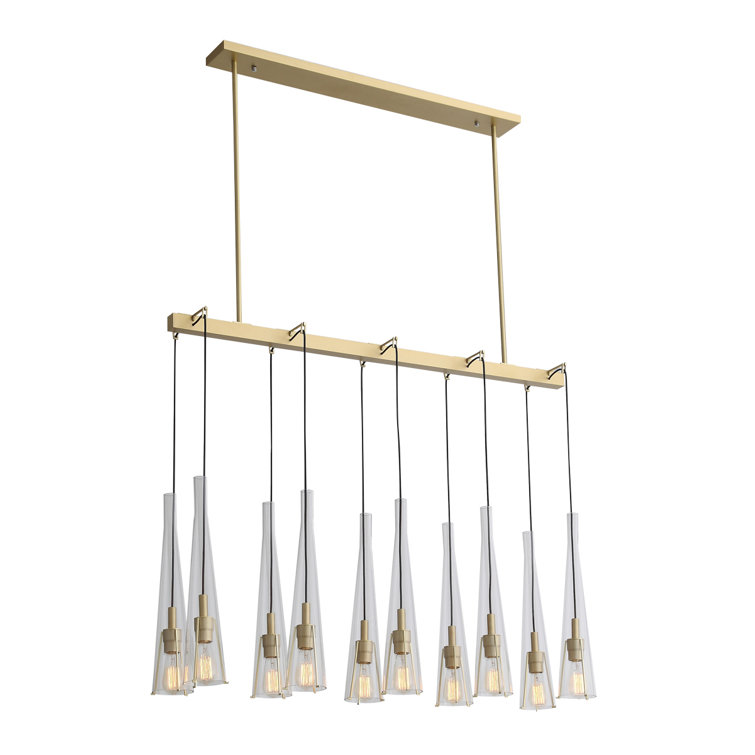 Abbey Park Brushed Brass 10-Light Linear Chandelier
