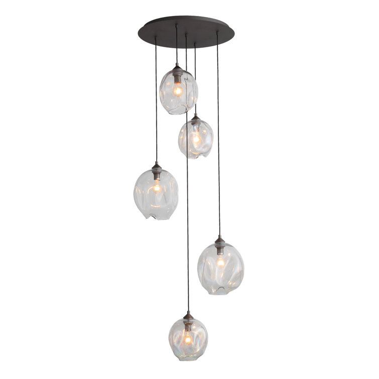 Sonoma Melted Glass 5-Light LED Pendant in Dark Bronze