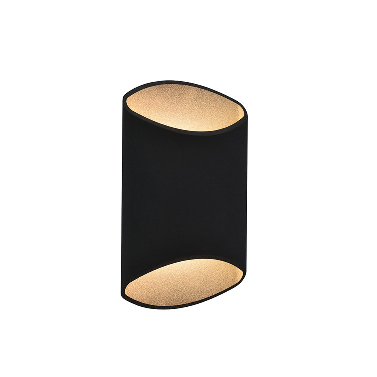 Cylindrical Black Aluminum Dimmable Outdoor Sconce