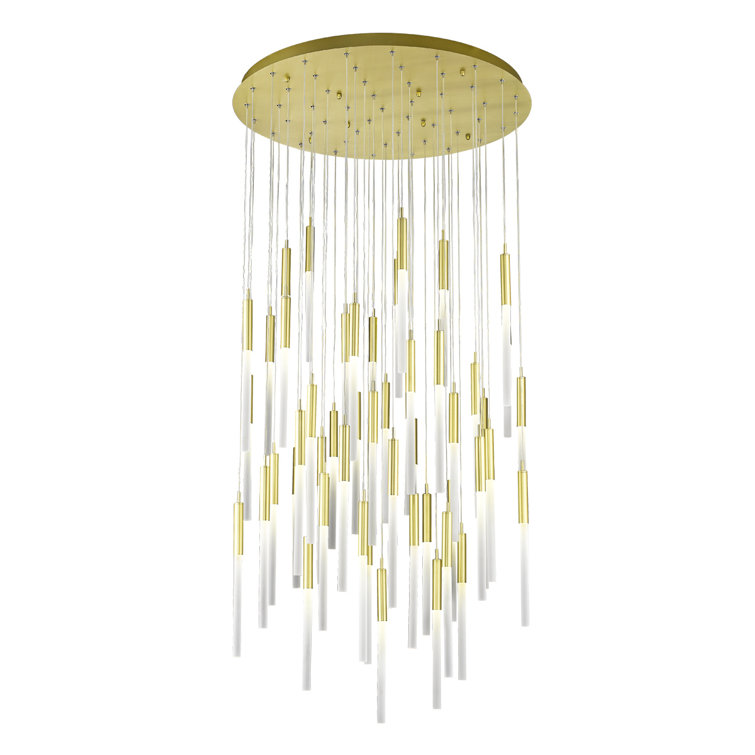 Polished Nickel and Brass 51-Light LED Glass Chandelier