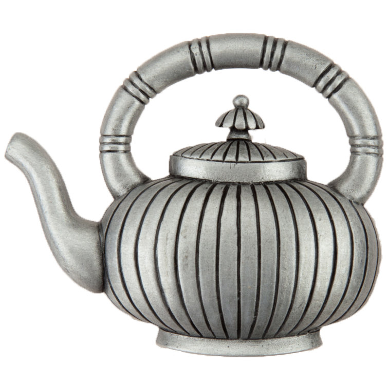Antique Pewter Teapot Cabinet Knob with Mounting Hardware