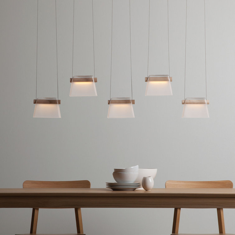 Scandinavian-Inspired Maple and Clear Glass LED Island Pendant in Black