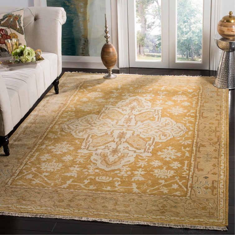Elegant Oushak Hand-Knotted Light Blue Wool Area Rug, 6' x 9'