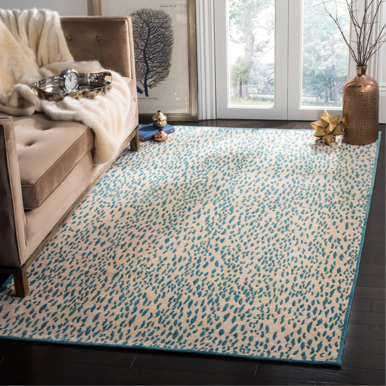 Marbella Blue Beige Flat Woven Wool 8' x 10' Area Rug