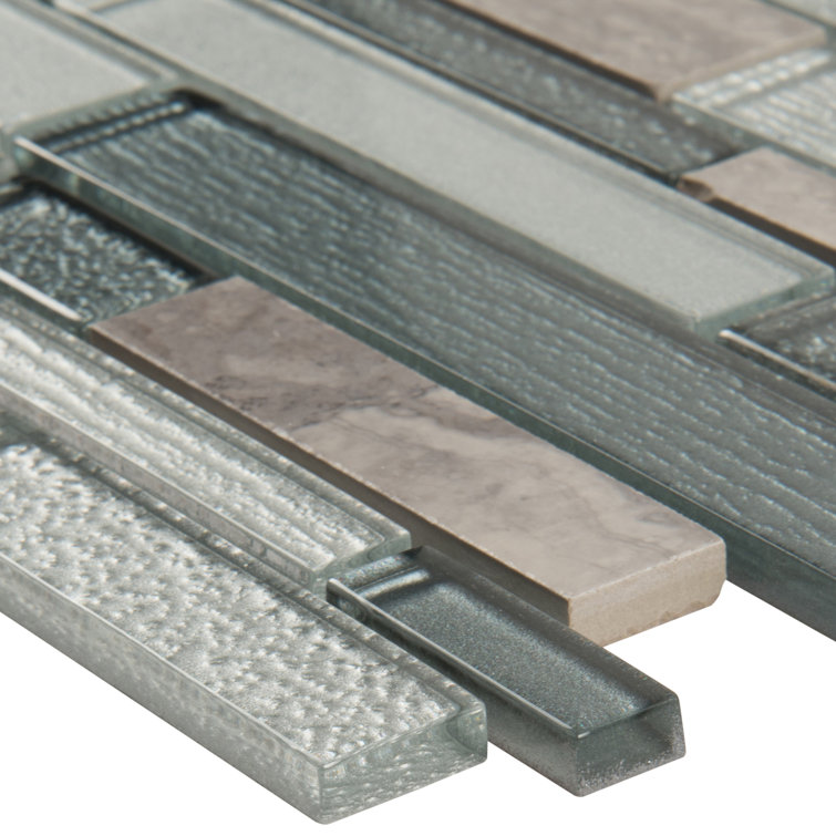 Smoky Alps Gray Porcelain and Glass Mosaic Wall Tile