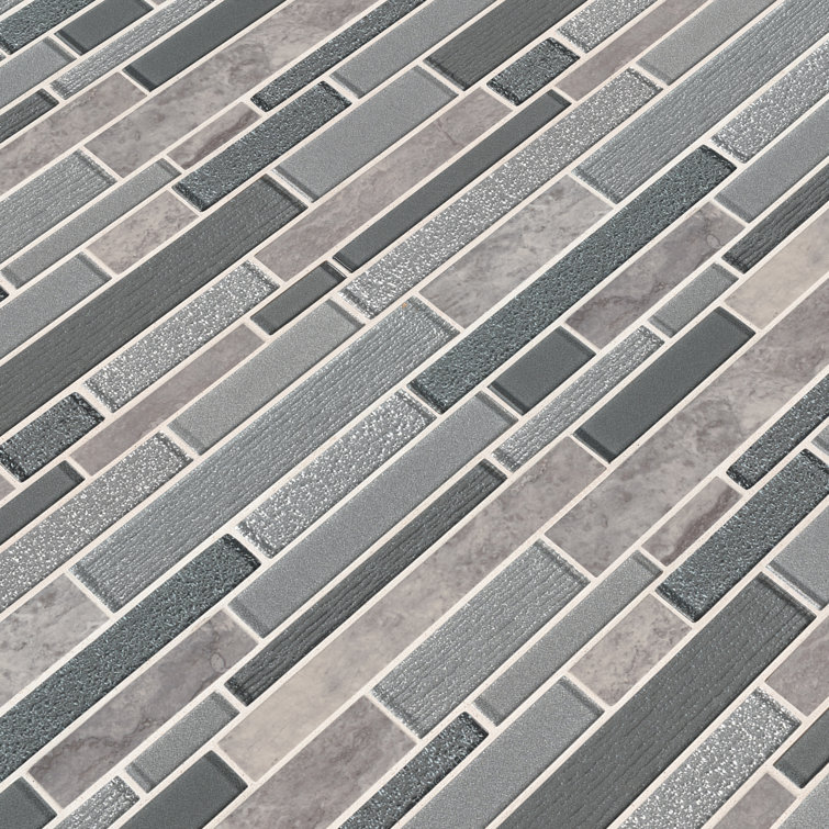 Smoky Alps Gray Porcelain and Glass Mosaic Wall Tile