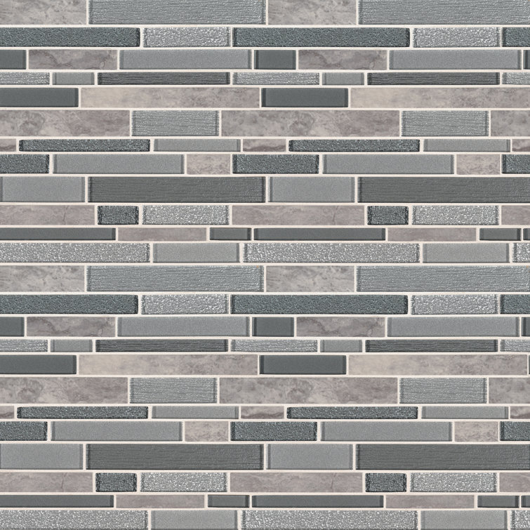 Smoky Alps Gray Porcelain and Glass Mosaic Wall Tile