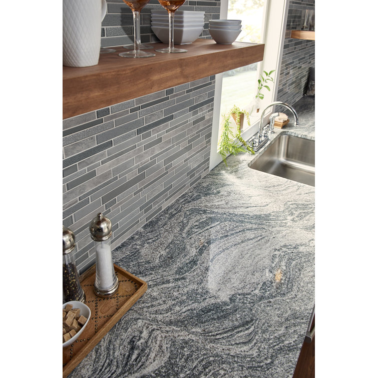 Smoky Alps Gray Porcelain and Glass Mosaic Wall Tile