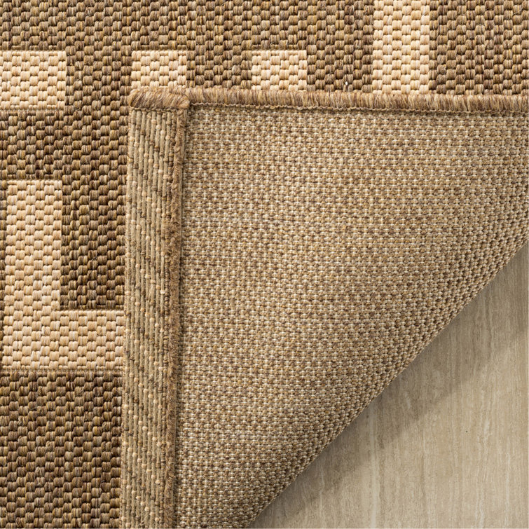 Beige and Dark Beige Tufted Handmade Rectangular Rug