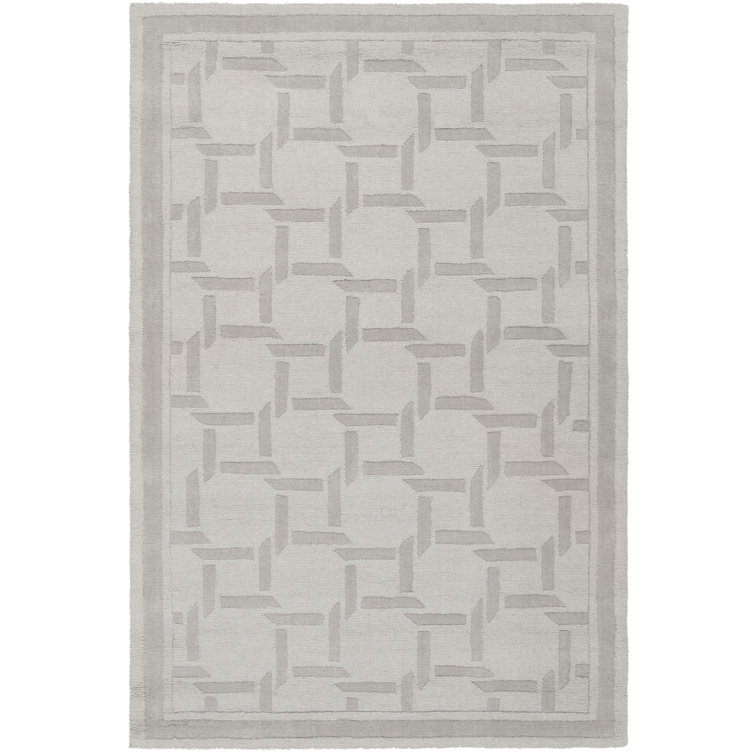 Gray Geometric Hand-Tufted Wool Rug, 4' x 6'