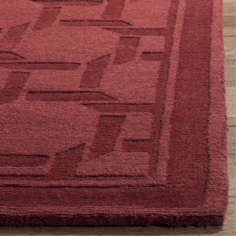 Sealing Wax Red Hand-Tufted Wool Geometric Area Rug 5' x 8'