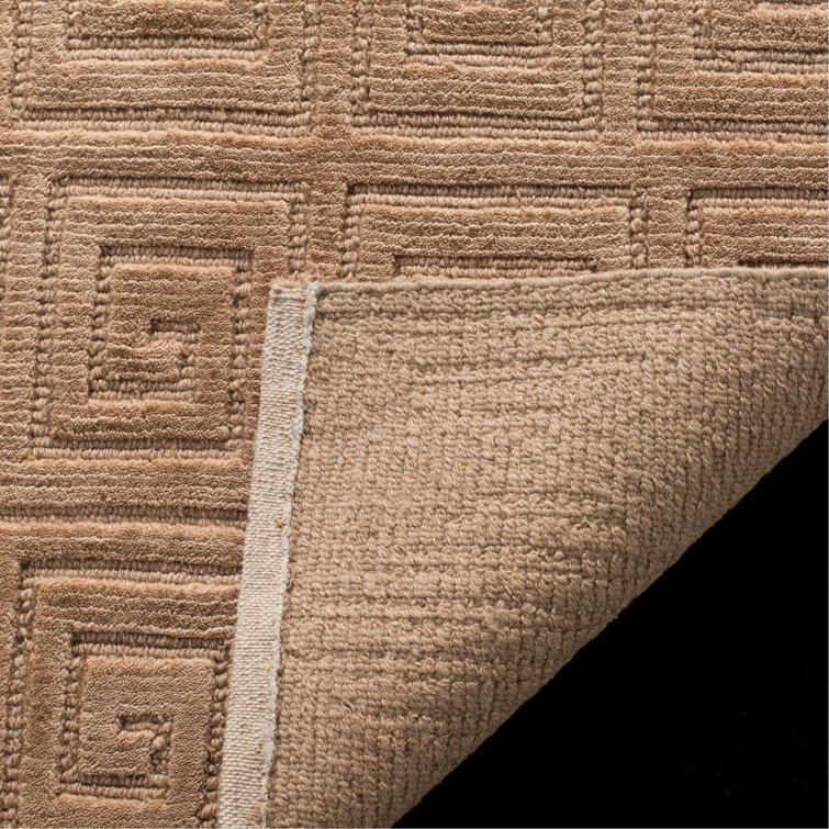 Camel Geometric Hand-Knotted Wool Rug, 6' x 9'
