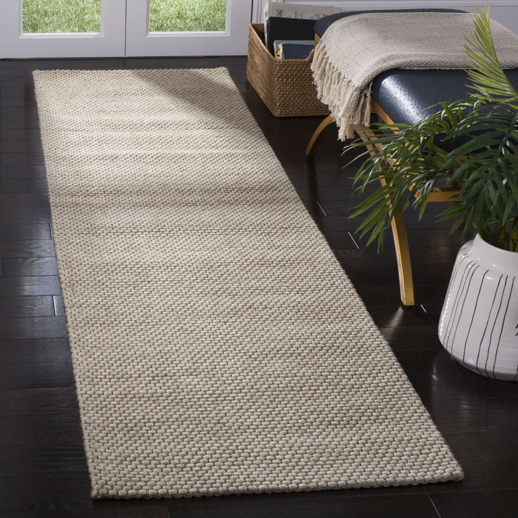 Beige Braided Hand-Tufted Wool Runner Rug 2'3" x 8'