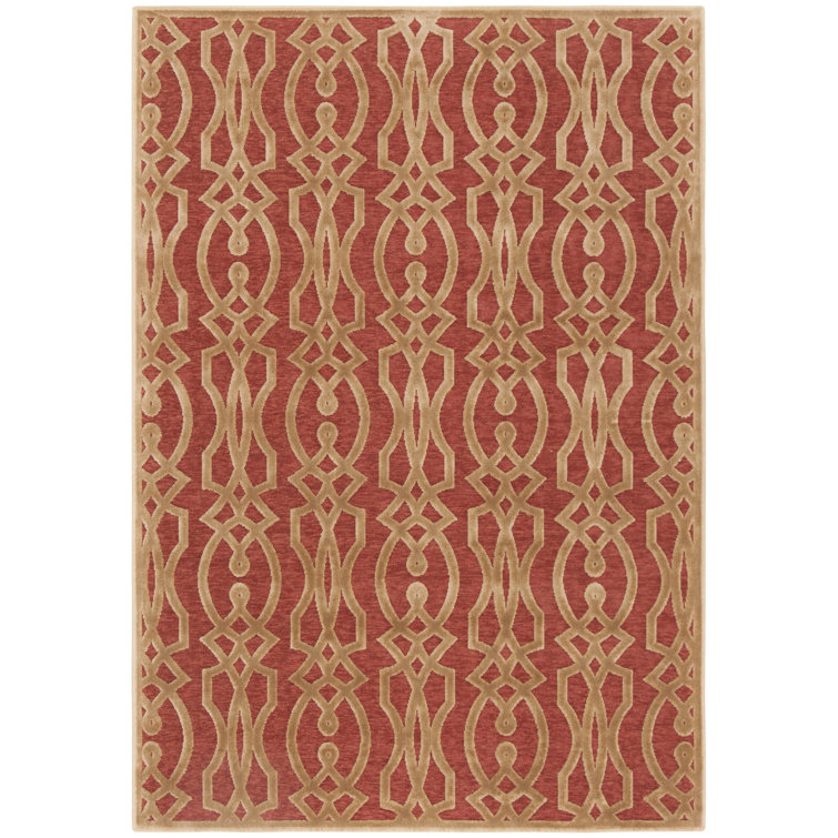 Handmade Tufted Blue Geometric Viscose Area Rug, 48" x 32"