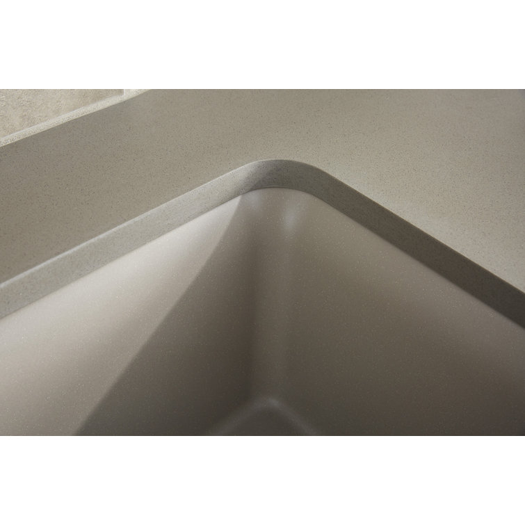 Matte Taupe 34" Double Basin Undermount Kitchen Sink with Accessories