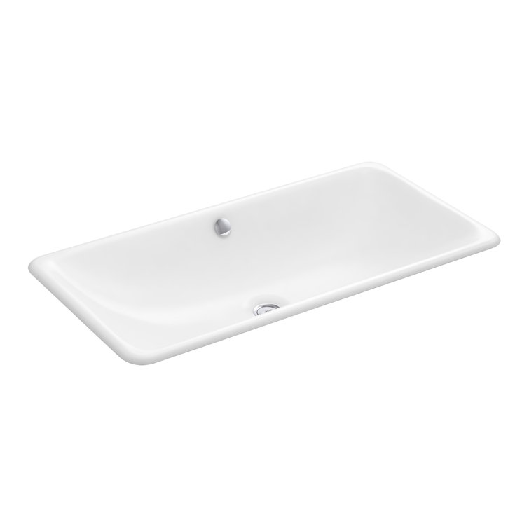 White Cast Iron 30" x 15" Undermount Bathroom Sink