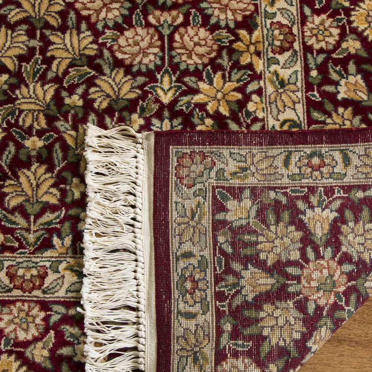 Hand-Knotted Red Wool Persian Floral Rug, 9' x 12'