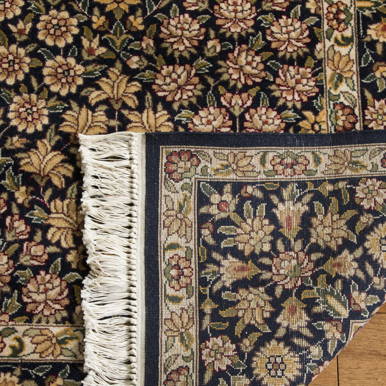 Hand-Knotted Royal Kerman Blue Wool & Cotton Rug 4' x 6'