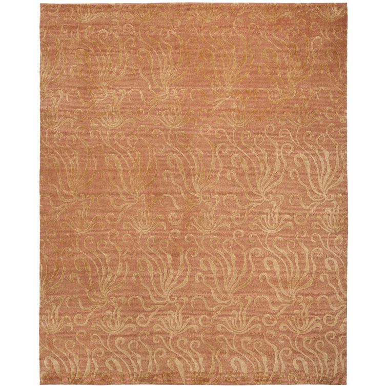 Corraline Elegance Hand-Knotted Wool and Silk 9' x 12' Area Rug