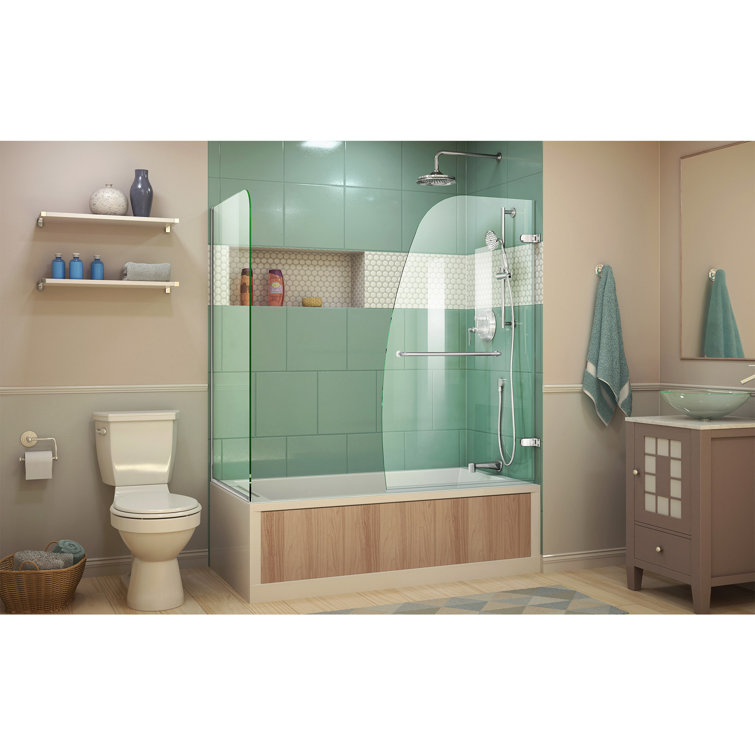Aqua Uno 60" Clear Glass Frameless Hinged Tub Door