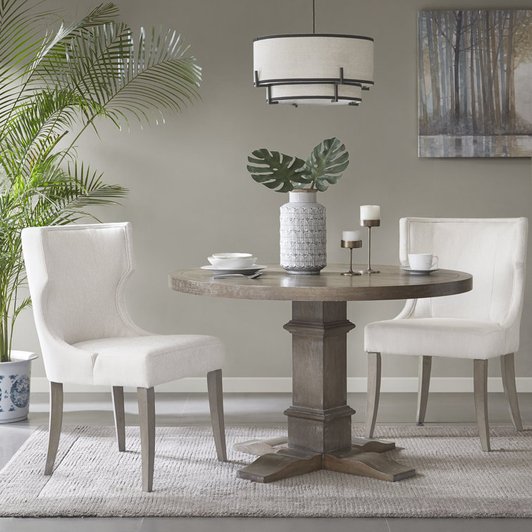 Gray Upholstered Traditional Wood Side Chair