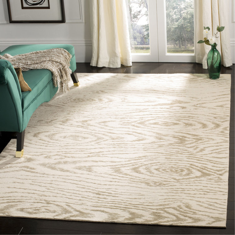 Hand-Tufted White Birch Faux Bois Wool & Silk Rug 5'6" x 8'6"