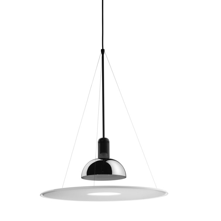 Black and Polished Nickel Pendant Light with Acrylic Diffuser