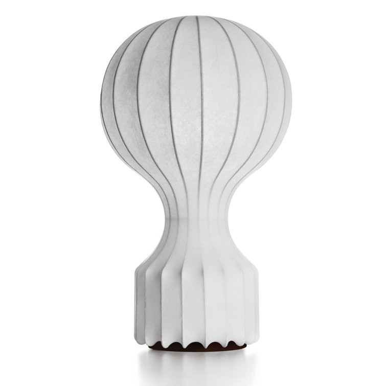 Large White Steel and Resin Table Lamp with Dimmer Control