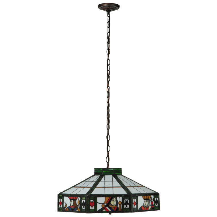 Mahogany Bronze Stained Glass Poker Pendant Light