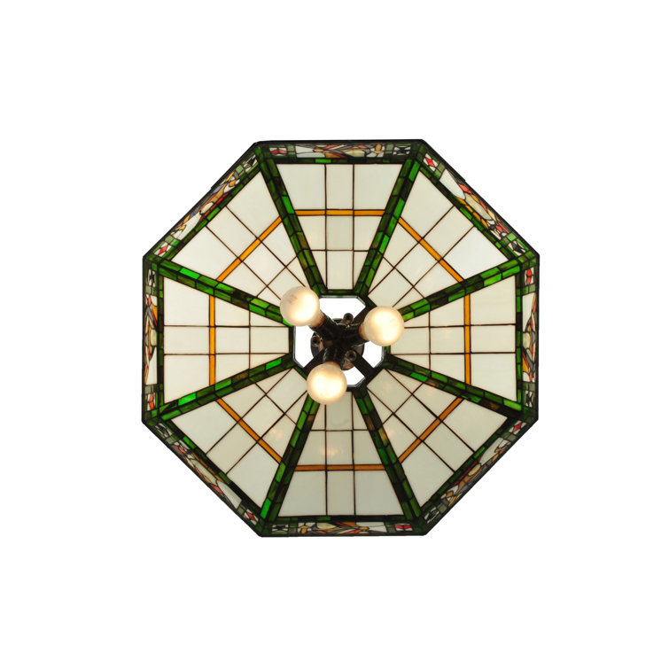 Mahogany Bronze Stained Glass Poker Pendant Light