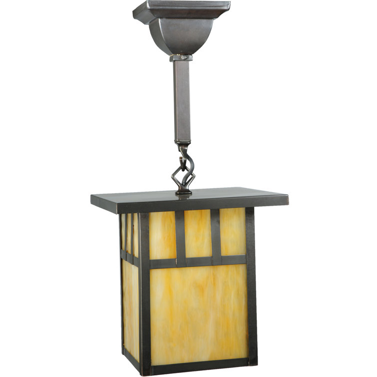 Craftsman Brown Glass Indoor/Outdoor Lantern Pendant