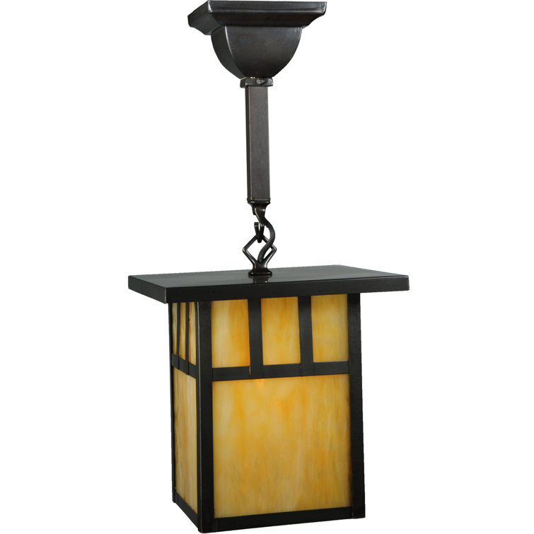 Craftsman Brown Glass Indoor/Outdoor Lantern Pendant