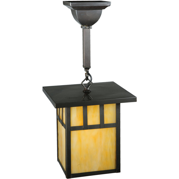 Craftsman Brown Glass Indoor/Outdoor Lantern Pendant