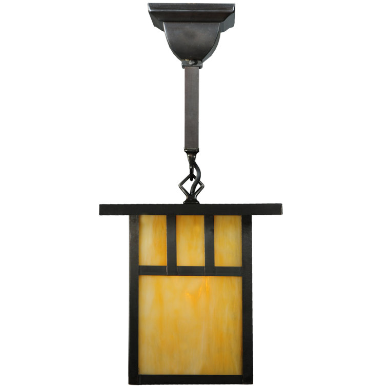 Craftsman Brown Glass Indoor/Outdoor Lantern Pendant