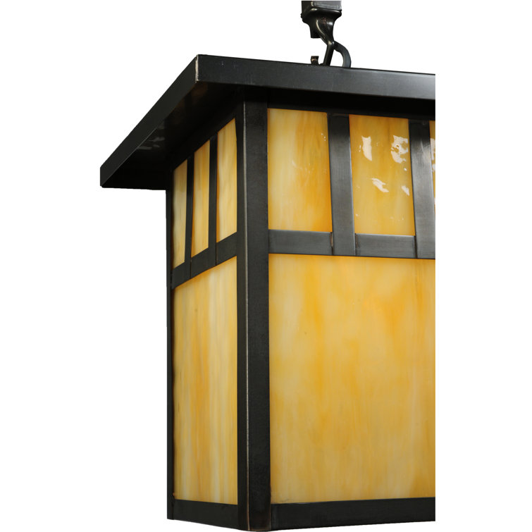 Craftsman Brown Glass Indoor/Outdoor Lantern Pendant